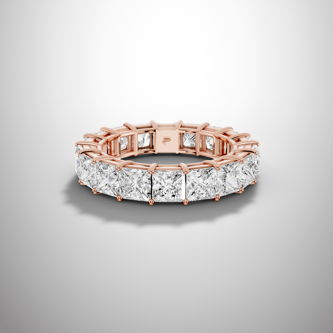 925 Silver Princess Cut Moissanite Eternity Ring – Diamond Look Full Band Luxury Wedding Ring