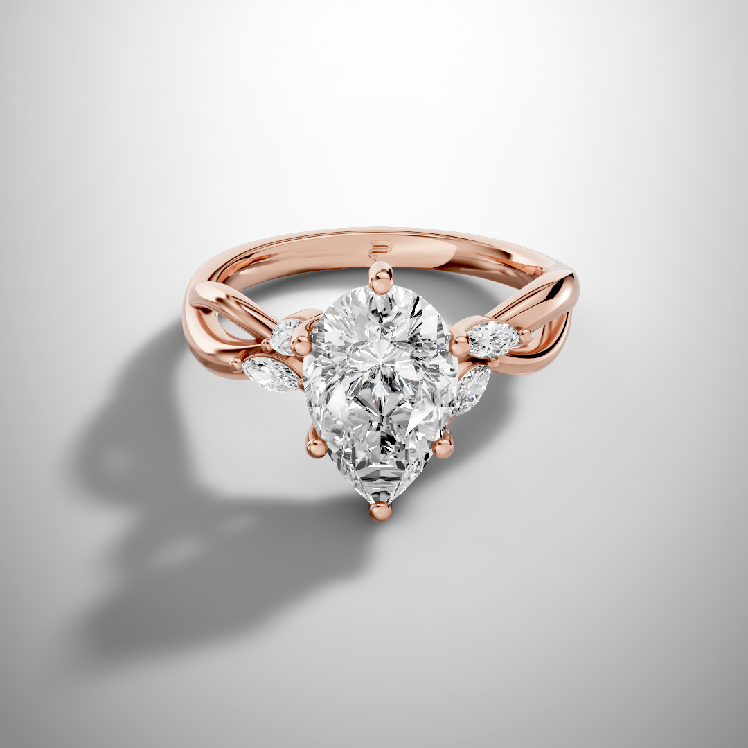 1.5 Carat Pear Cut Moissanite Infinity Engagement Ring in 925 Sterling Silver