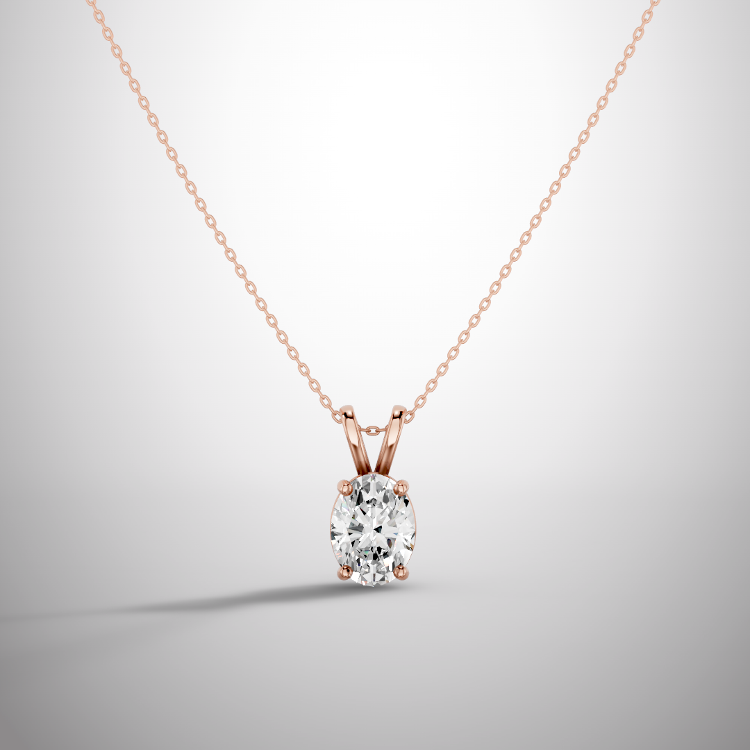 1 Carat Oval Moissanite Pendant Necklace in 925 Sterling Silver | Luxury Solitaire Necklace for Women | Pavia Jewels