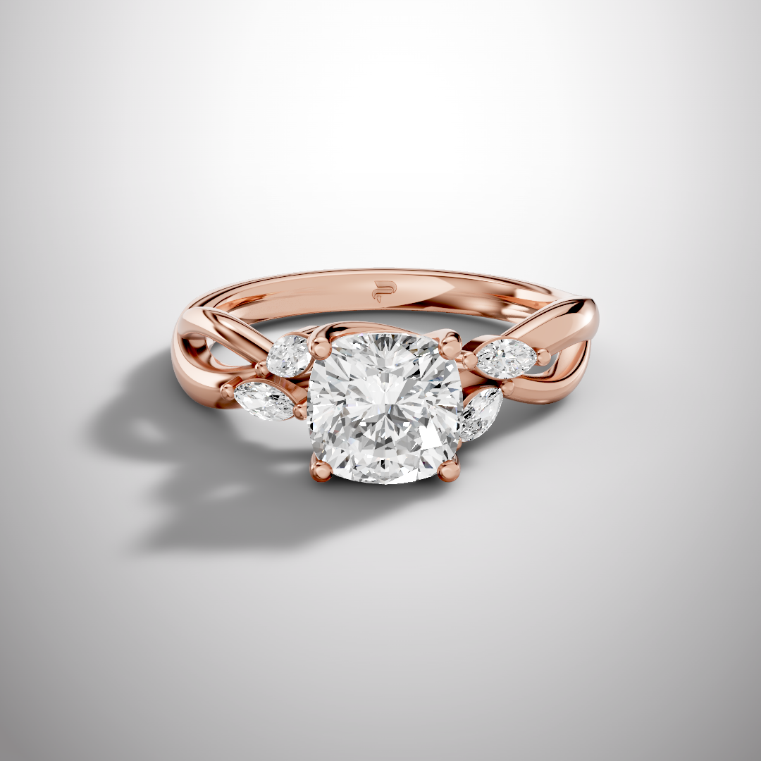 1.5 Carat Cushion Cut Moissanite Infinity Engagement Ring in 925 Sterling Silver