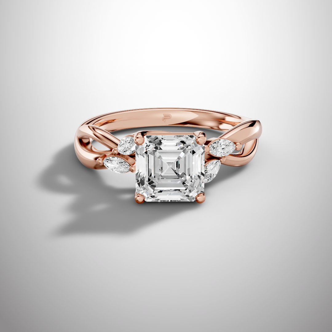 1.5 Carat Asscher Cut Moissanite Infinity Engagement Ring in 925 Sterling Silver