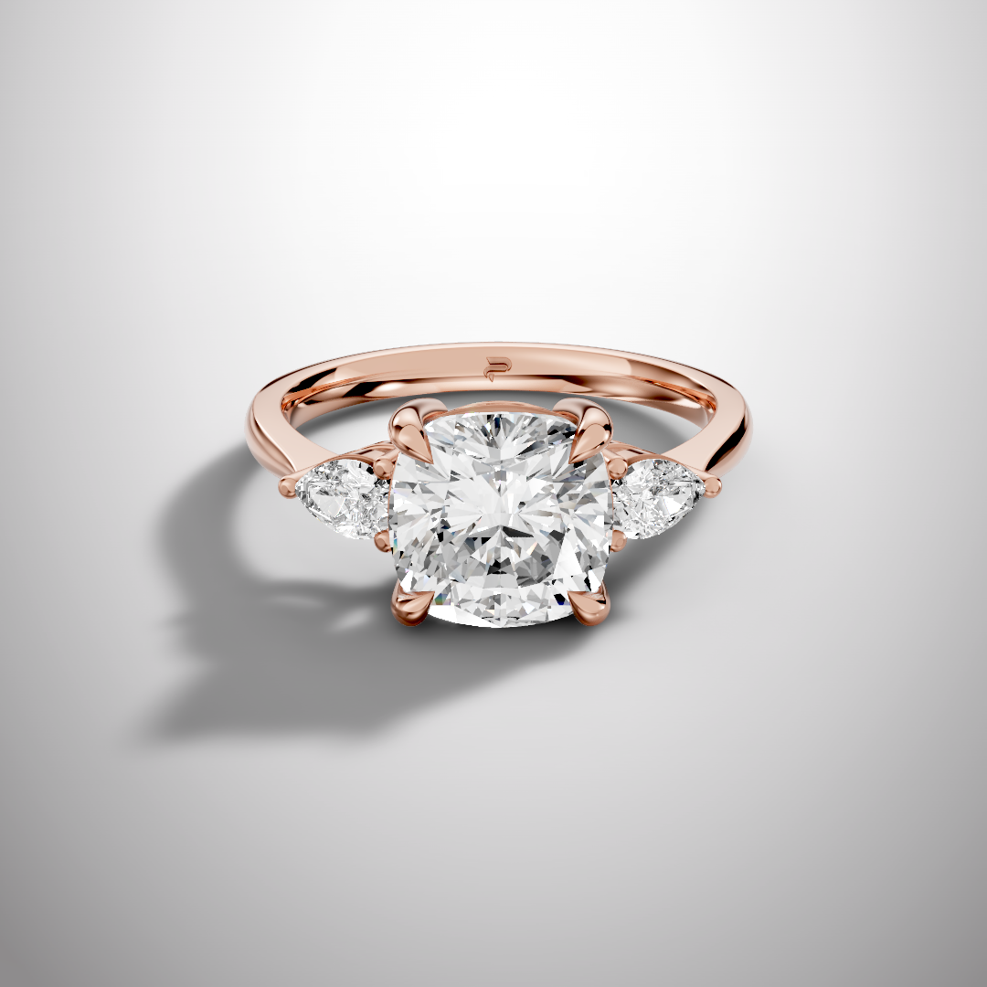 2.5 Carat Cushion Cut Moissanite Three Stone Ring in 925 Sterling Silver