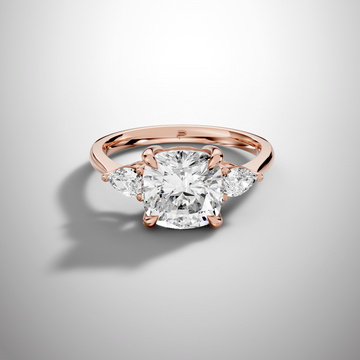 2.5 Carat Cushion Cut Moissanite Three Stone Ring in 925 Sterling Silver