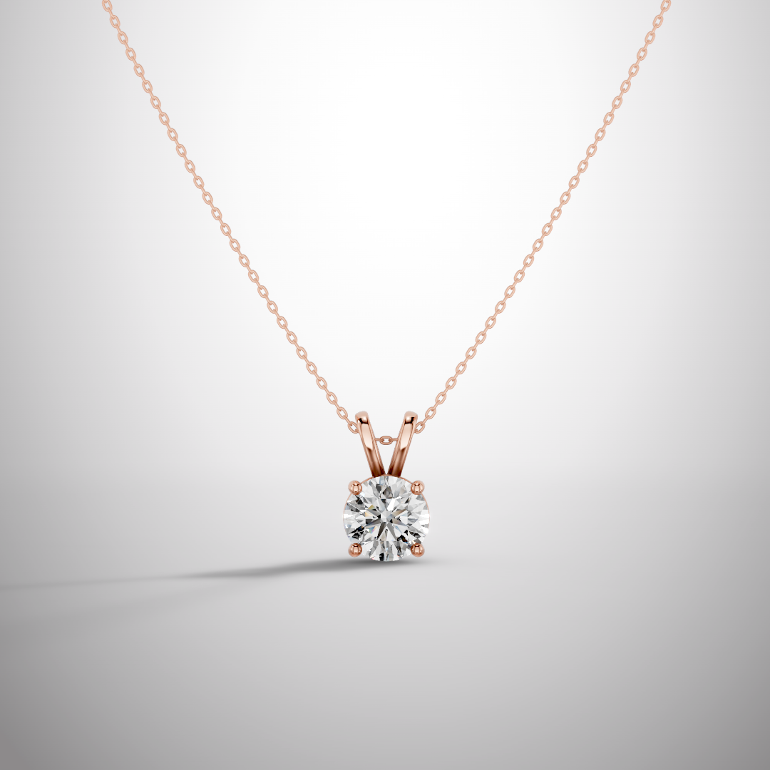 1 Carat Round Cut Moissanite Pendant Necklace in 925 Sterling Silver | Classic Solitaire Necklace for Women | Pavia Jewels