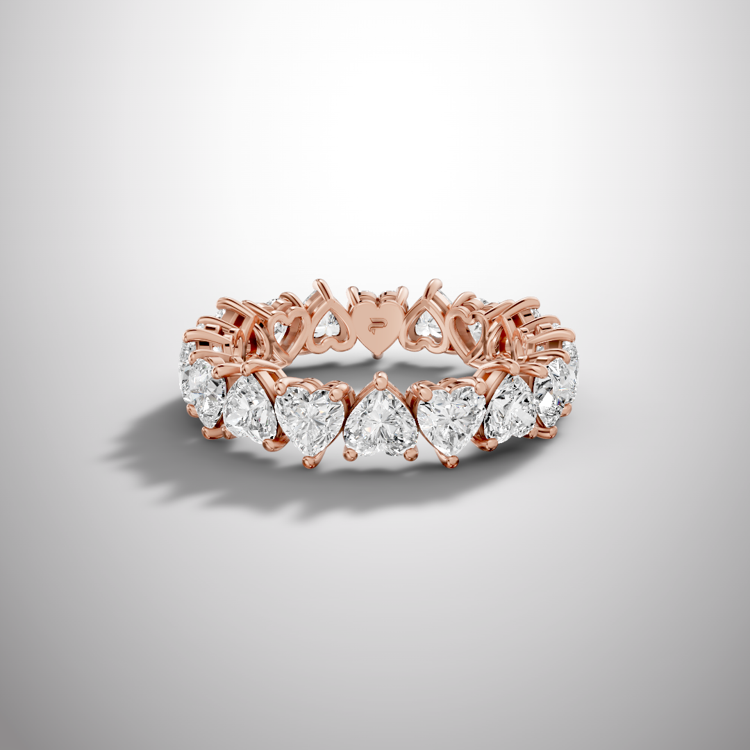 925 Silver Heart Shape Moissanite Eternity Ring – Diamond Look Full Band Romantic Luxury Ring