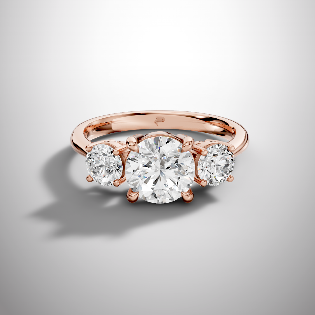 Three-Stone Round Moissanite Engagement Ring in 925 Sterling Silver