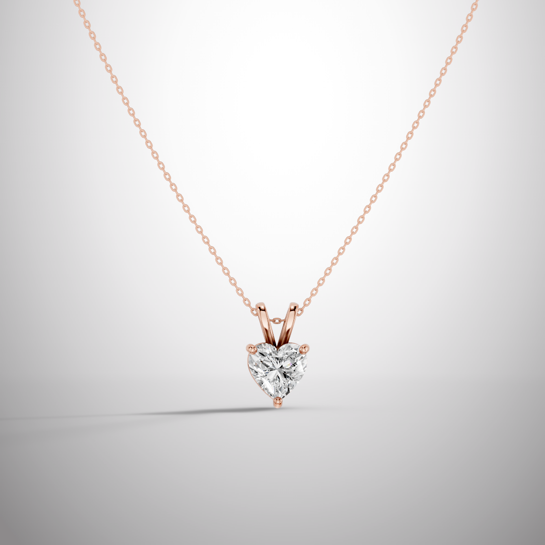 1 Carat Heart Cut Moissanite Pendant Necklace in 925 Sterling Silver | Romantic Solitaire Necklace for Women | Pavia Jewels