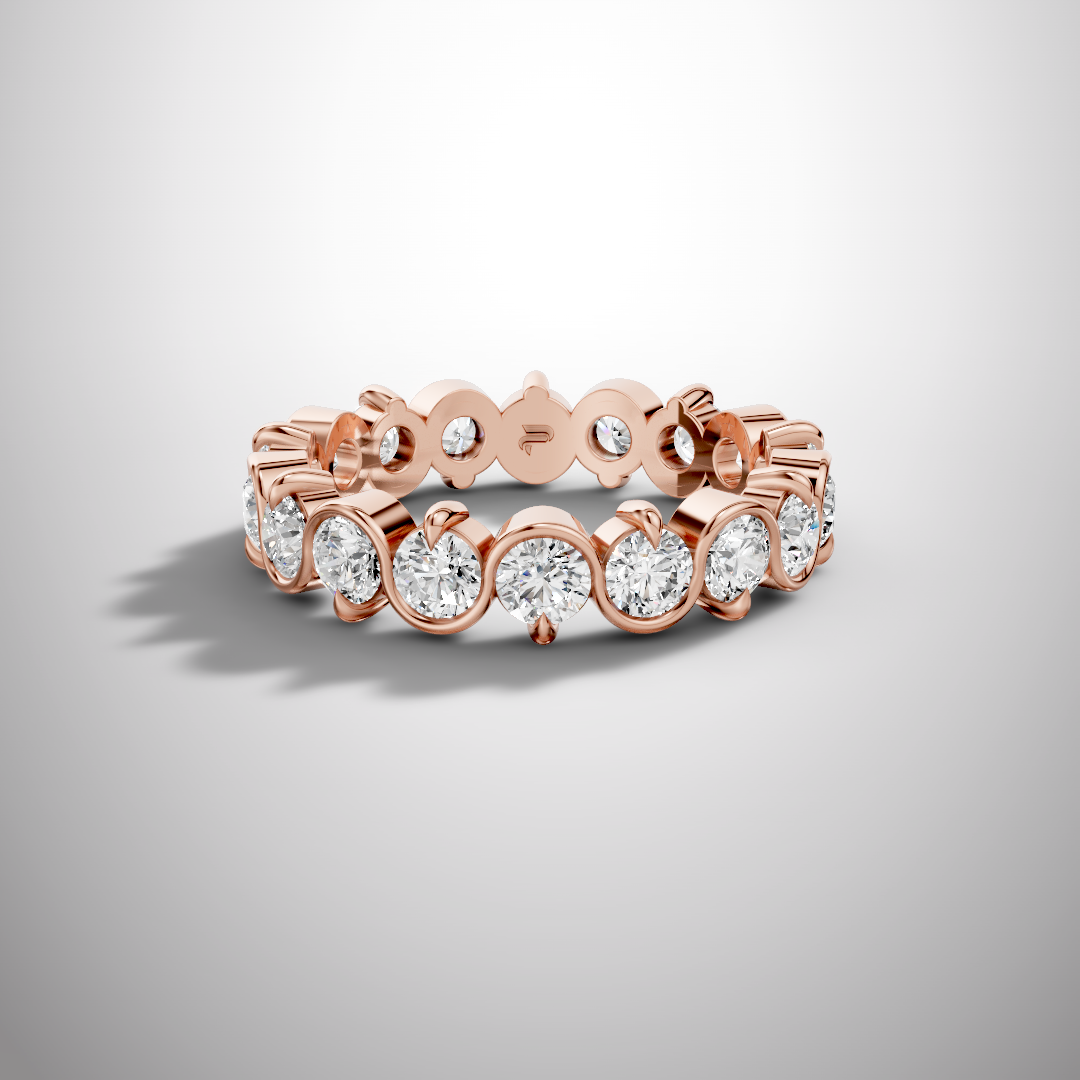 925 Silver Round Cut Moissanite Bezel Eternity Ring – Diamond Look Full Band Luxury Wedding Ring