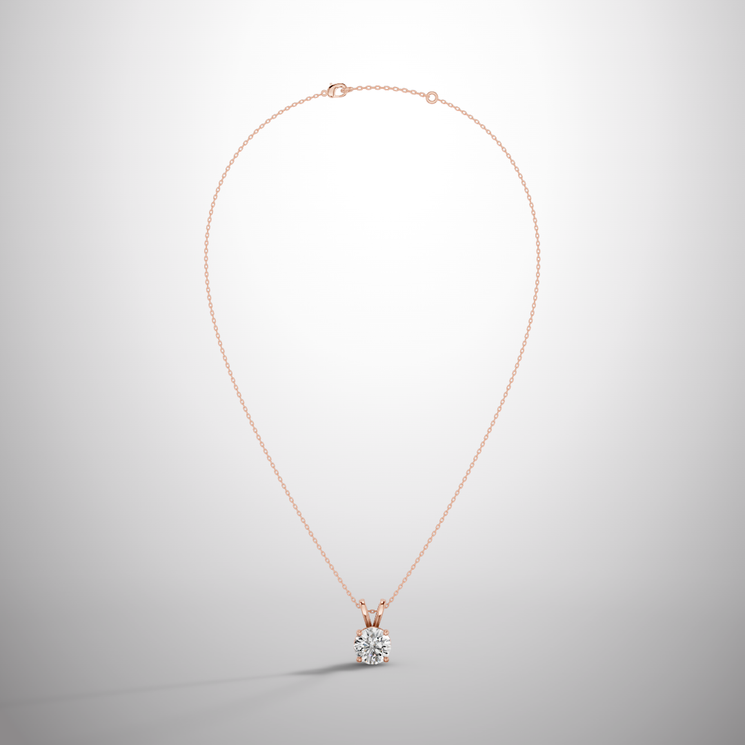 1 Carat Round Cut Moissanite Pendant Necklace in 925 Sterling Silver | Classic Solitaire Necklace for Women | Pavia Jewels