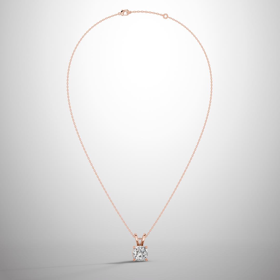 1 Carat Cushion Cut Moissanite Pendant Necklace in 925 Sterling Silver | Classic Solitaire Necklace for Women | Pavia Jewels