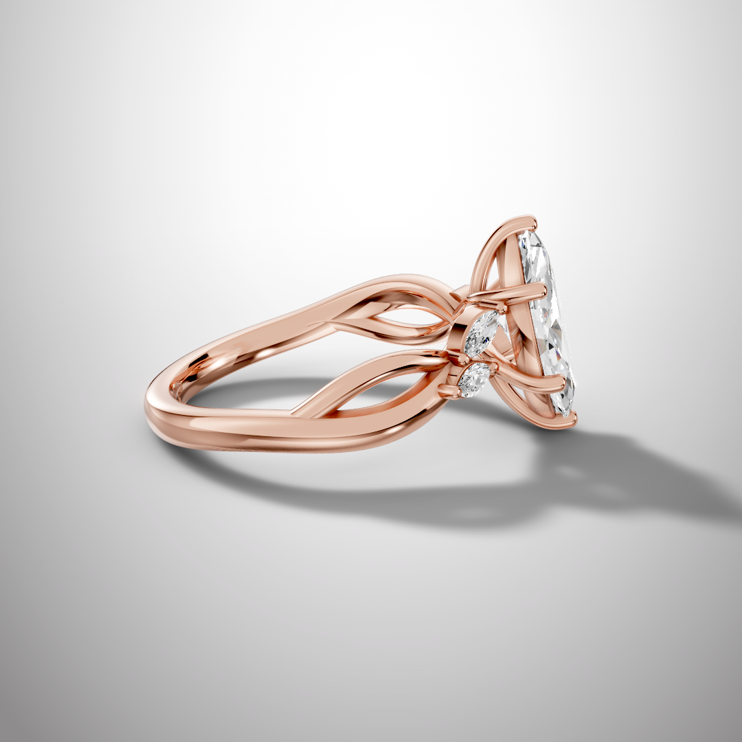 1.5 Carat Marquise Cut Moissanite Infinity Engagement Ring in 925 Sterling Silver