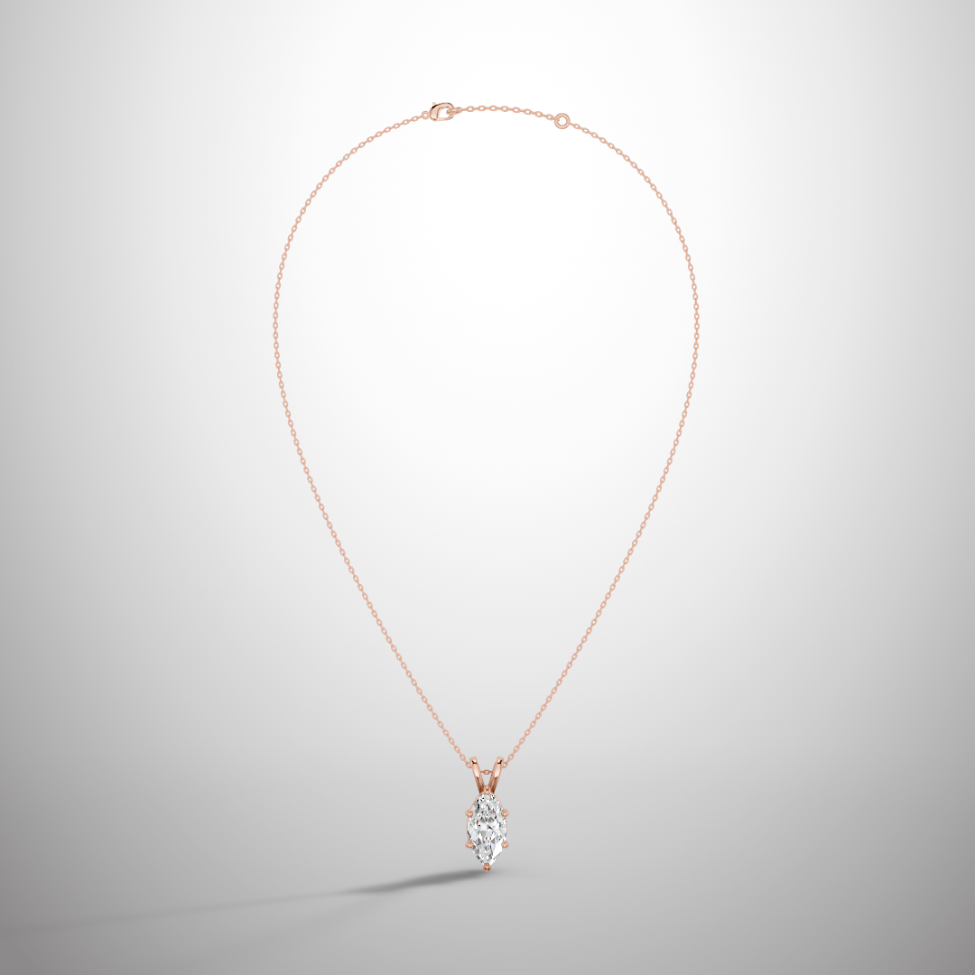 1 Carat Marquise Cut Moissanite Pendant Necklace in 925 Sterling Silver | Luxury Solitaire Necklace for Women | Pavia Jewels