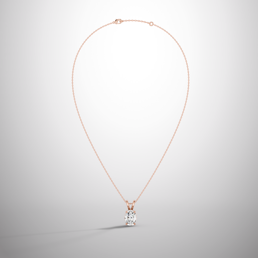 1 Carat Oval Moissanite Pendant Necklace in 925 Sterling Silver | Luxury Solitaire Necklace for Women | Pavia Jewels