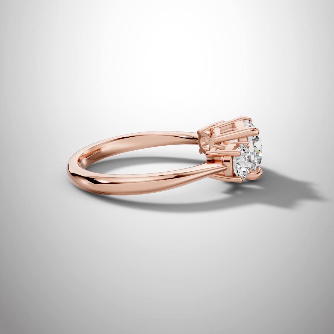 Three-Stone Round Moissanite Engagement Ring in 925 Sterling Silver