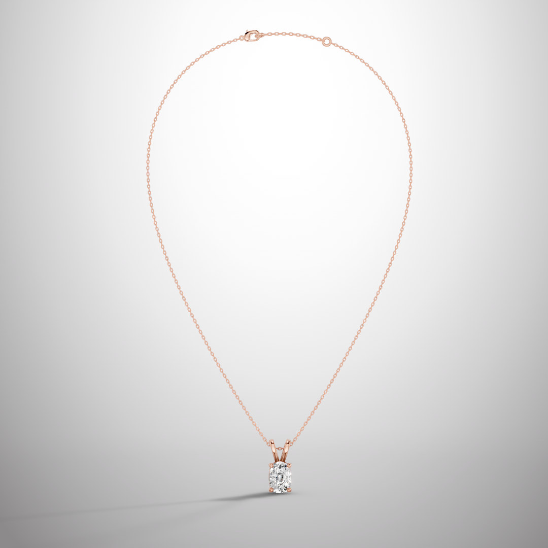 1 Carat Elongated cushion Cut Moissanite Pendant Necklace in 925 Sterling Silver | Luxury Solitaire Necklace for Women | Pavia Jewels
