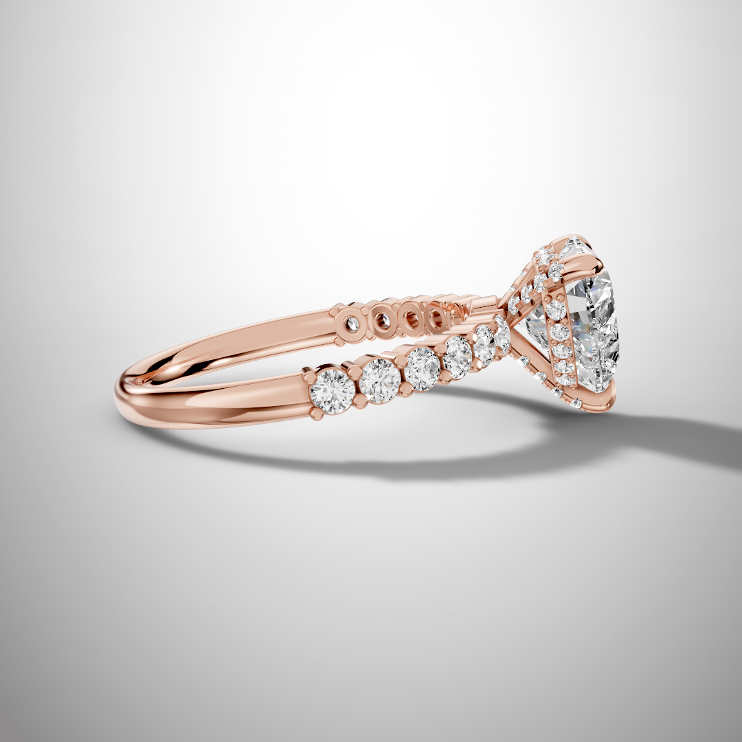 925 Silver Heart Shape Moissanite Engagement Ring – Pavé Diamond Style Band | Pavia Jewels