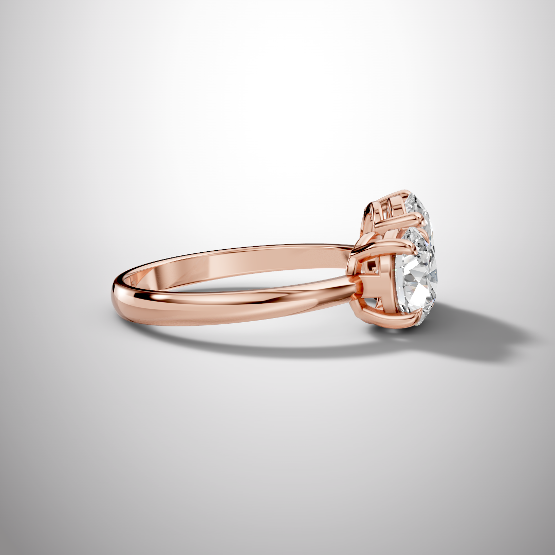 Toi et Moi Oval & Round Moissanite Engagement Ring in 925 Sterling Silver