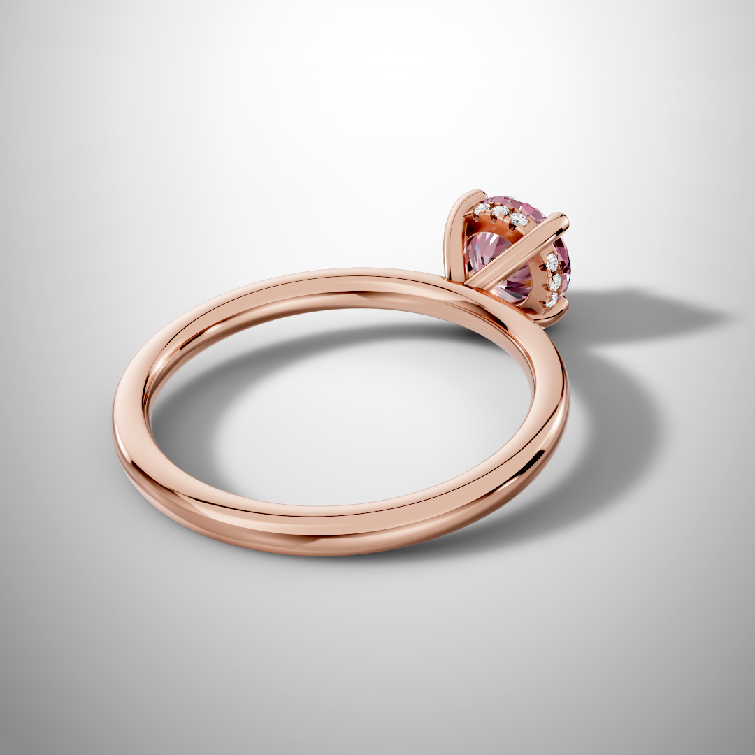 925 Silver Pink Round Moissanite Ring | 1 Ct Diamond-Look Hidden Halo Engagement Ring for Women