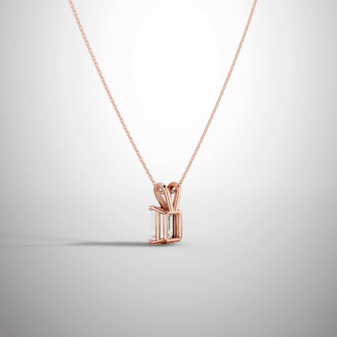 1 Carat Emerald Cut Moissanite Pendant Necklace in 925 Sterling Silver | Elegant Solitaire Necklace for Women | Pavia Jewels