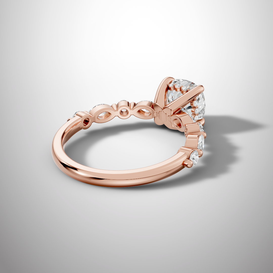 925 Silver Cushion Cut Moissanite Engagement Ring – Marquise & Round Accent Band | Pavia Jewels