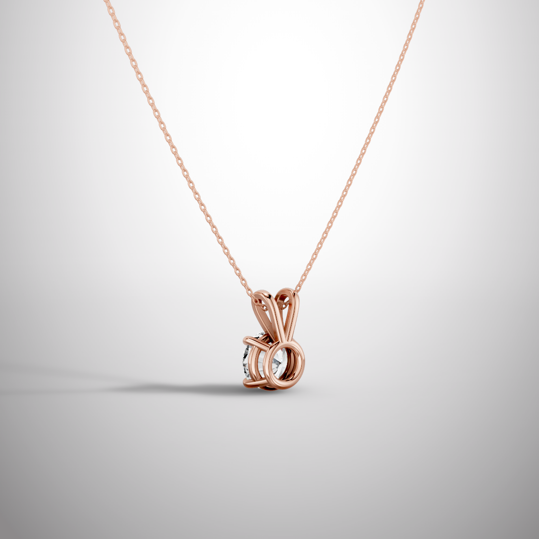 1 Carat Round Cut Moissanite Pendant Necklace in 925 Sterling Silver | Classic Solitaire Necklace for Women | Pavia Jewels