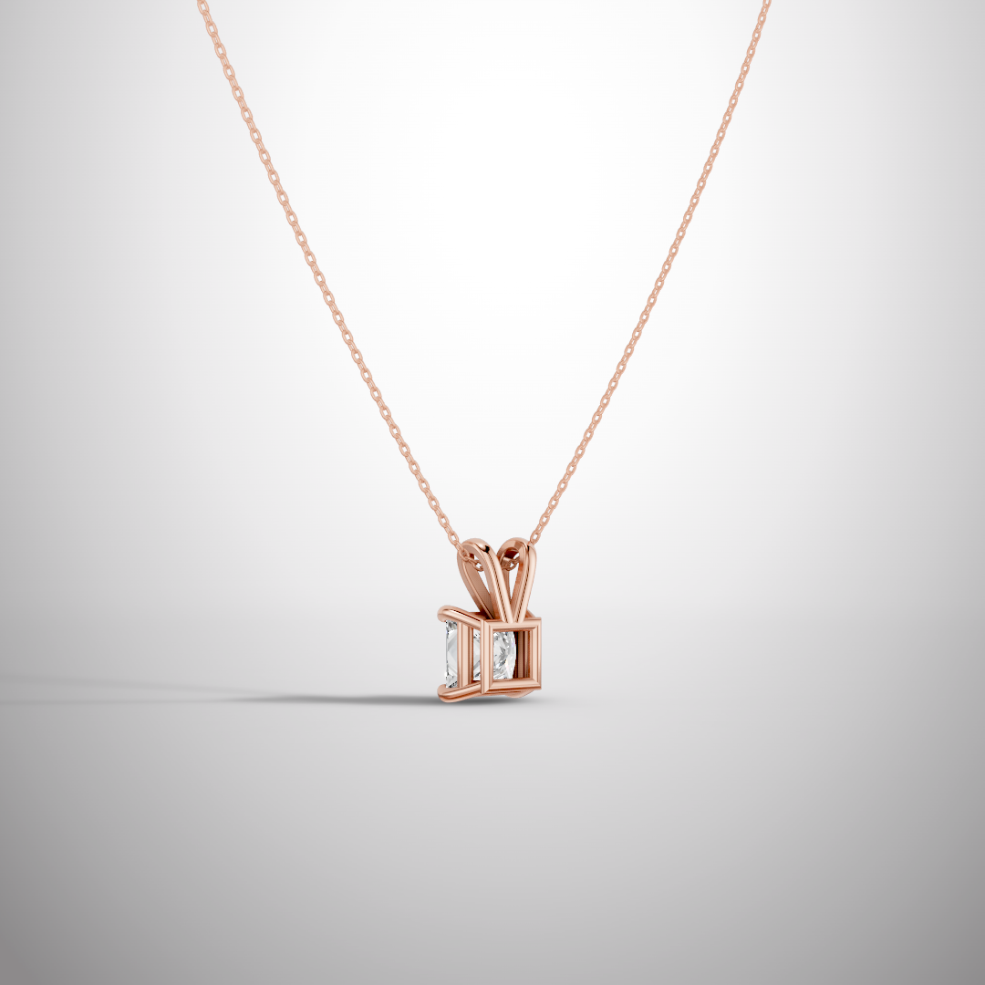 1 Carat Princess Cut Moissanite Pendant Necklace in 925 Sterling Silver | Classic Solitaire Necklace for Women | Pavia Jewels