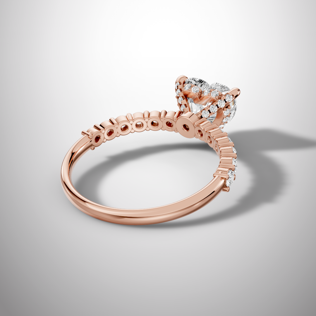 925 Silver Heart Shape Moissanite Engagement Ring – Pavé Diamond Style Band | Pavia Jewels