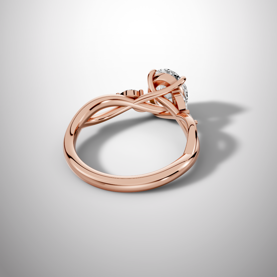 1.5 Carat Oval Cut Moissanite Infinity Engagement Ring in 925 Sterling Silver