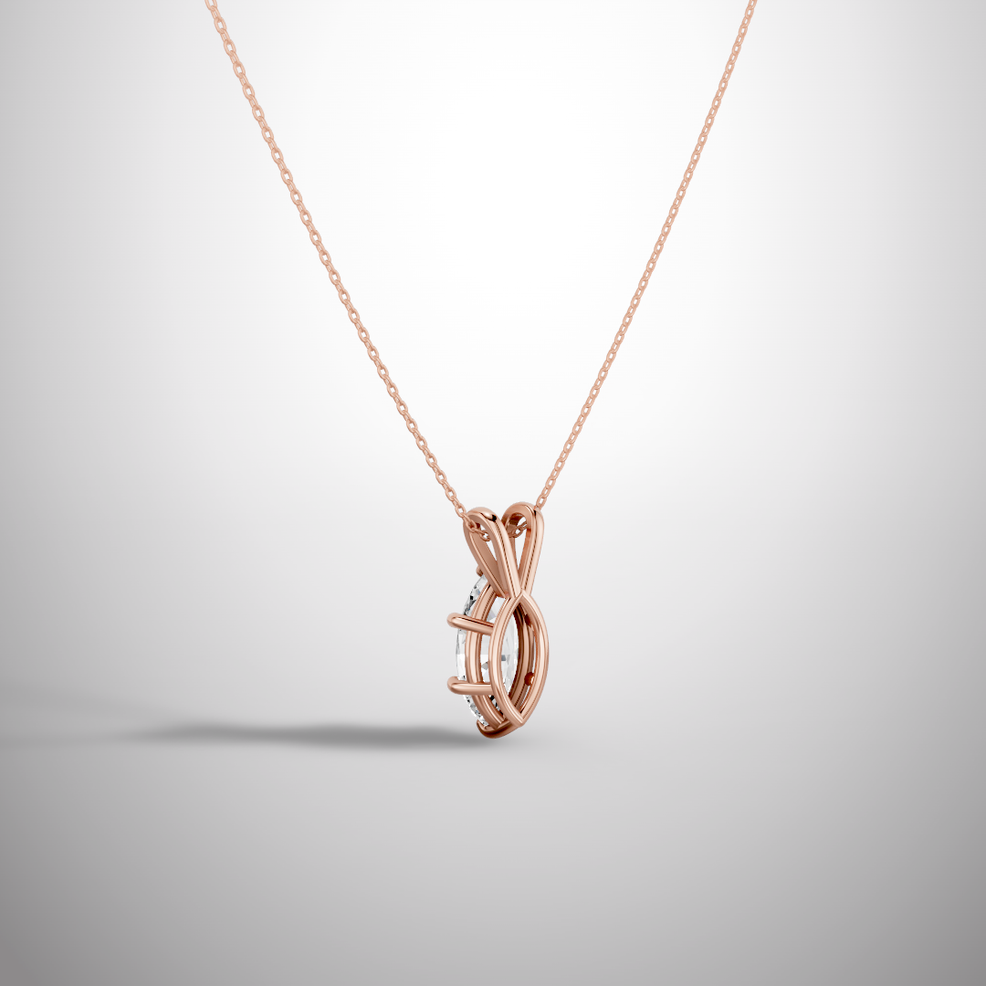 1 Carat Marquise Cut Moissanite Pendant Necklace in 925 Sterling Silver | Luxury Solitaire Necklace for Women | Pavia Jewels
