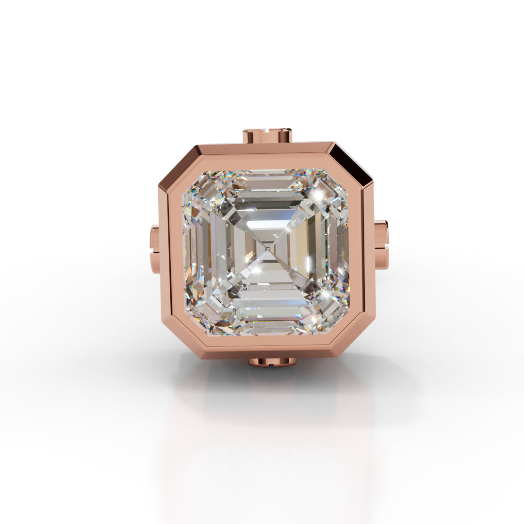 Men's White Gold Asscher-Cut Diamond Stud Earring