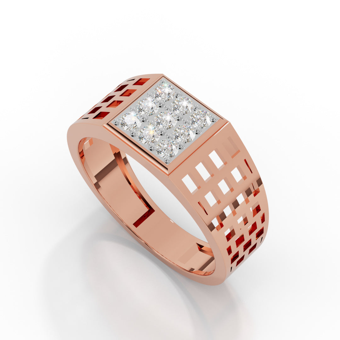 Men's White Gold Square Cluster Diamond Ring