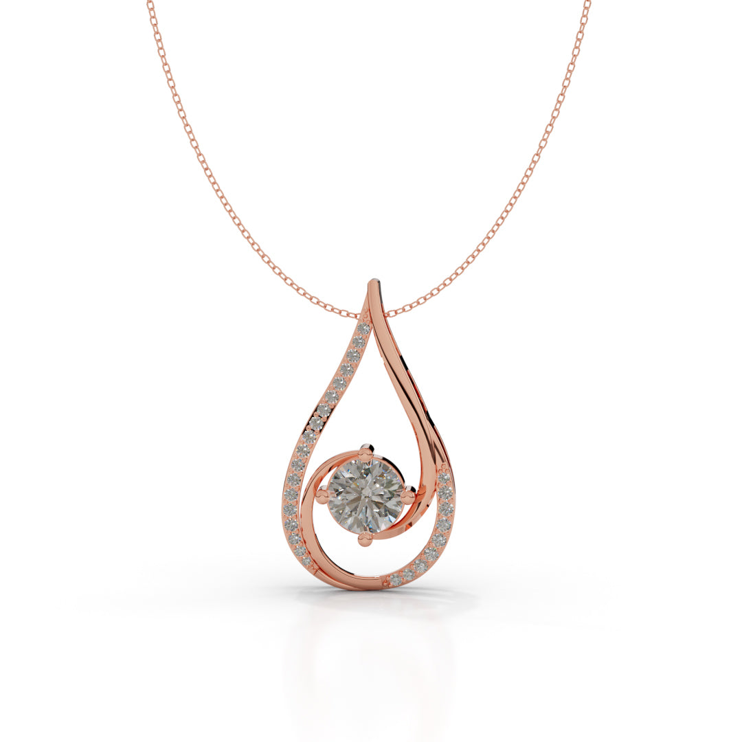 White Gold Teardrop Diamond Swirl Pendant