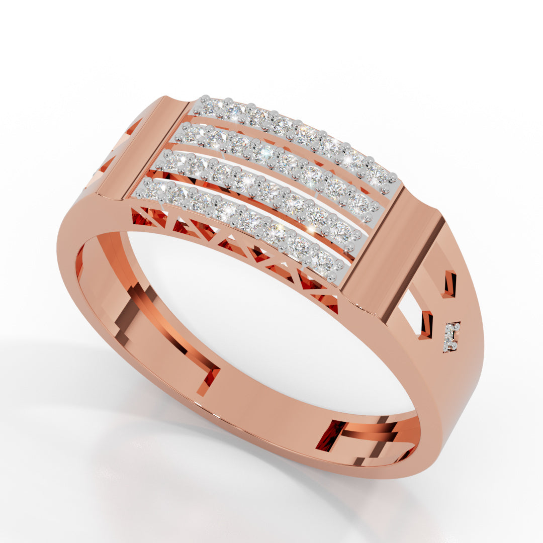 Men's White Gold Triple Row Pave Diamond Ring