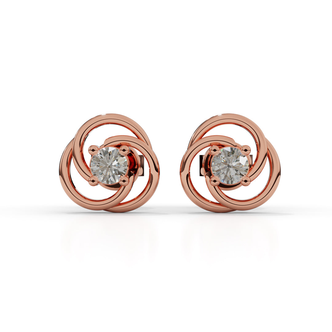 White Gold Trinity Knot Diamond Stud Earrings