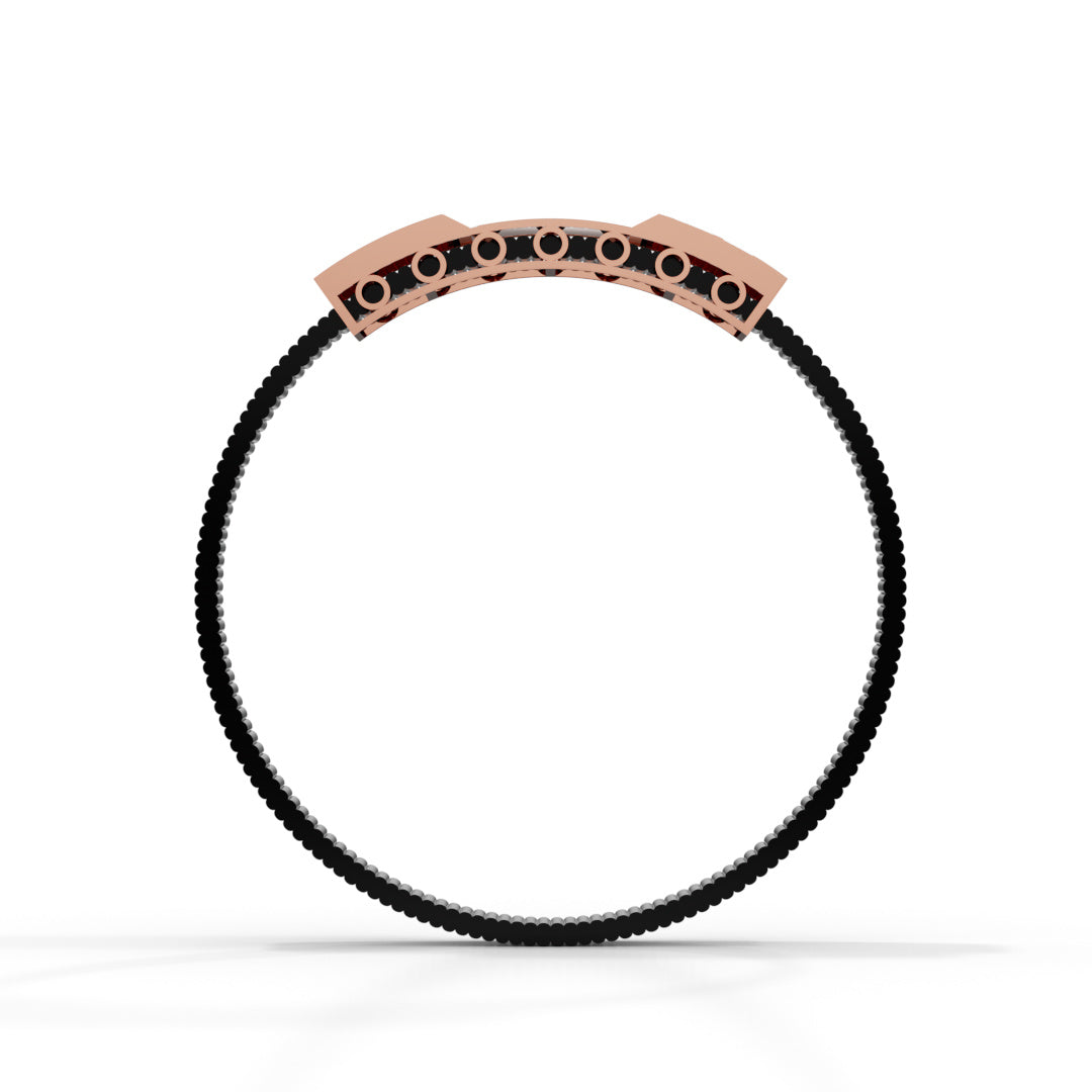 Men's White Gold Om Black Strap Bracelet