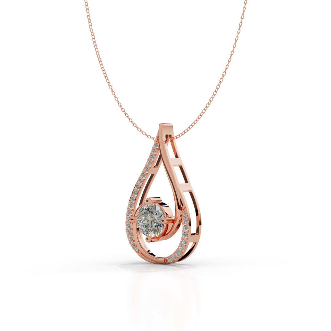 White Gold Teardrop Diamond Swirl Pendant
