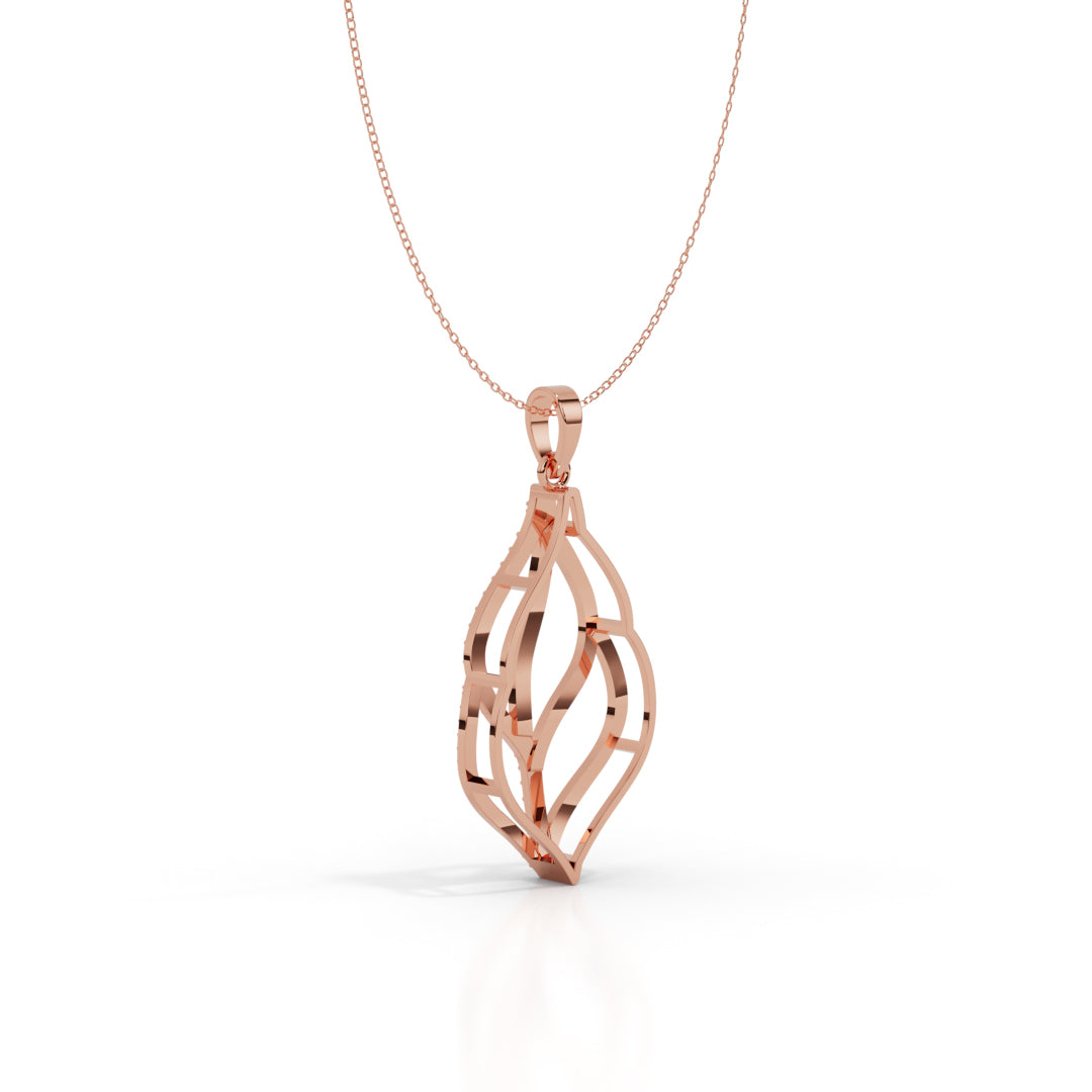 White Gold Twirled Leaf Diamond Pendant