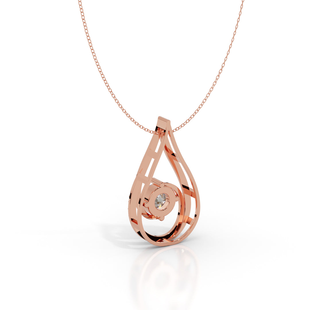 White Gold Teardrop Diamond Swirl Pendant
