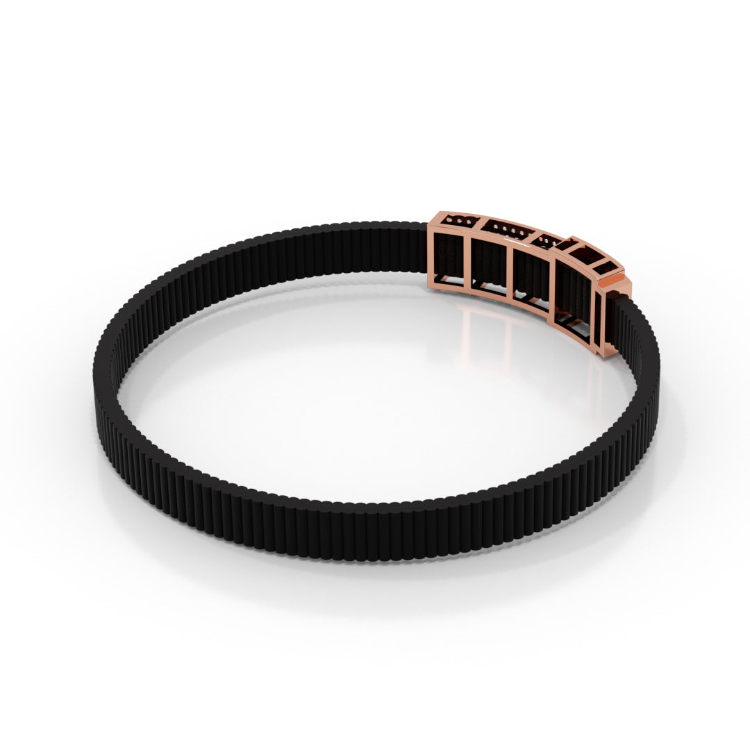 Men's White Gold Hanuman Black Strap Bracelet
