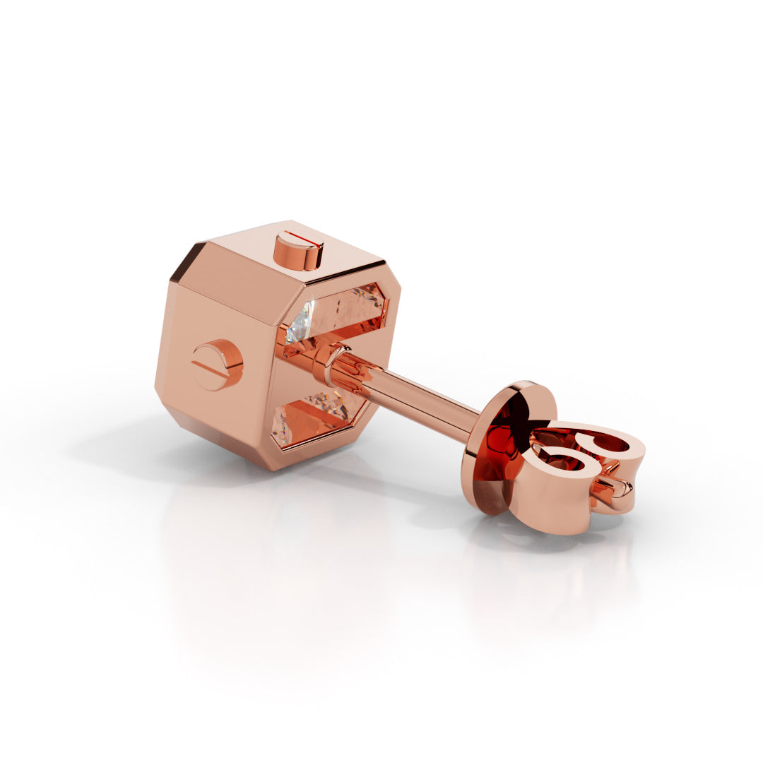 Men's White Gold Asscher-Cut Diamond Stud Earring
