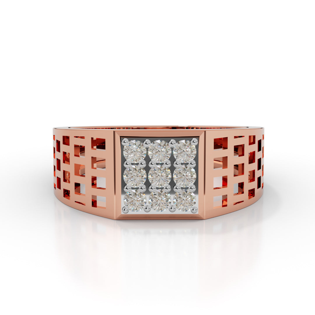 Men's White Gold Square Cluster Diamond Ring