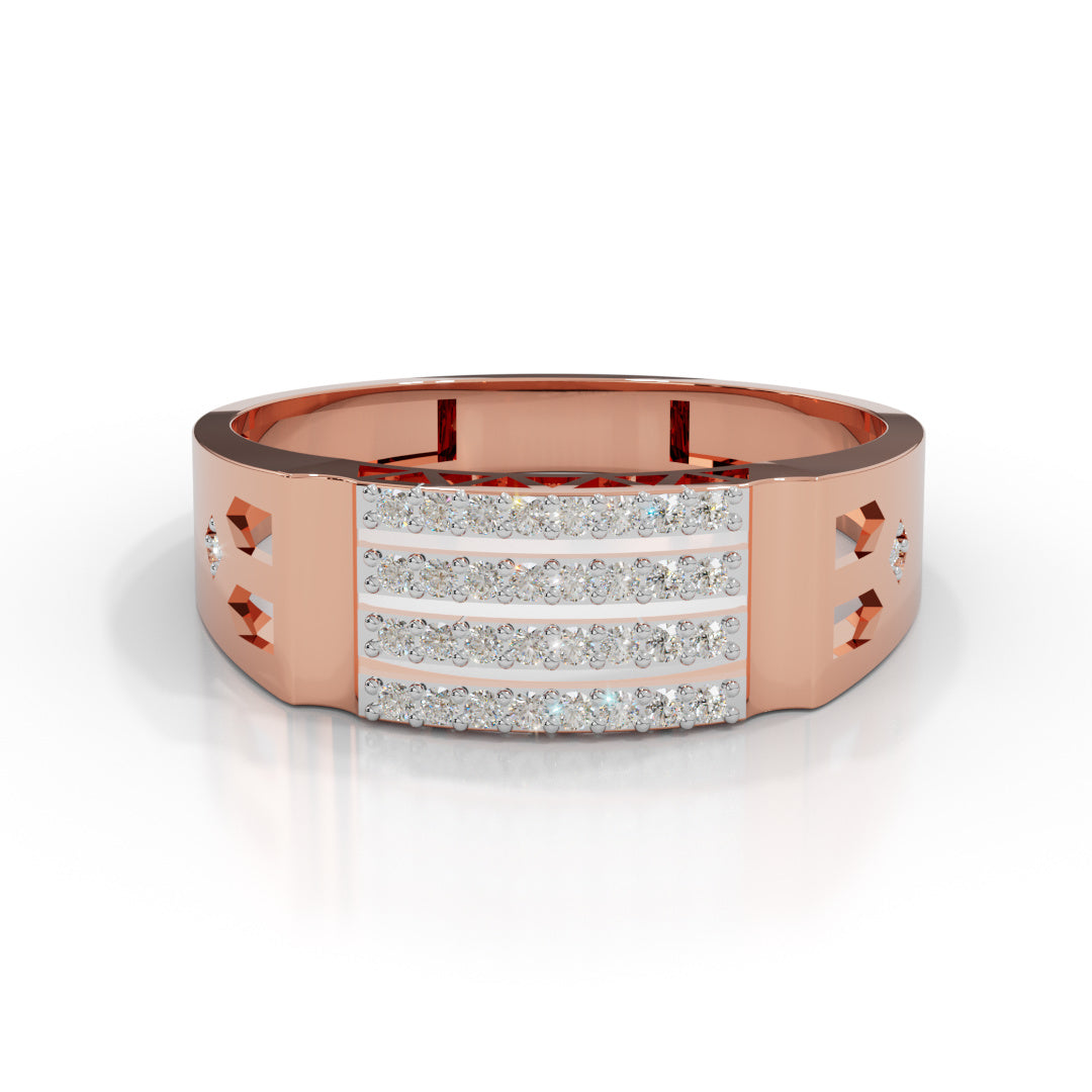 Men's White Gold Triple Row Pave Diamond Ring