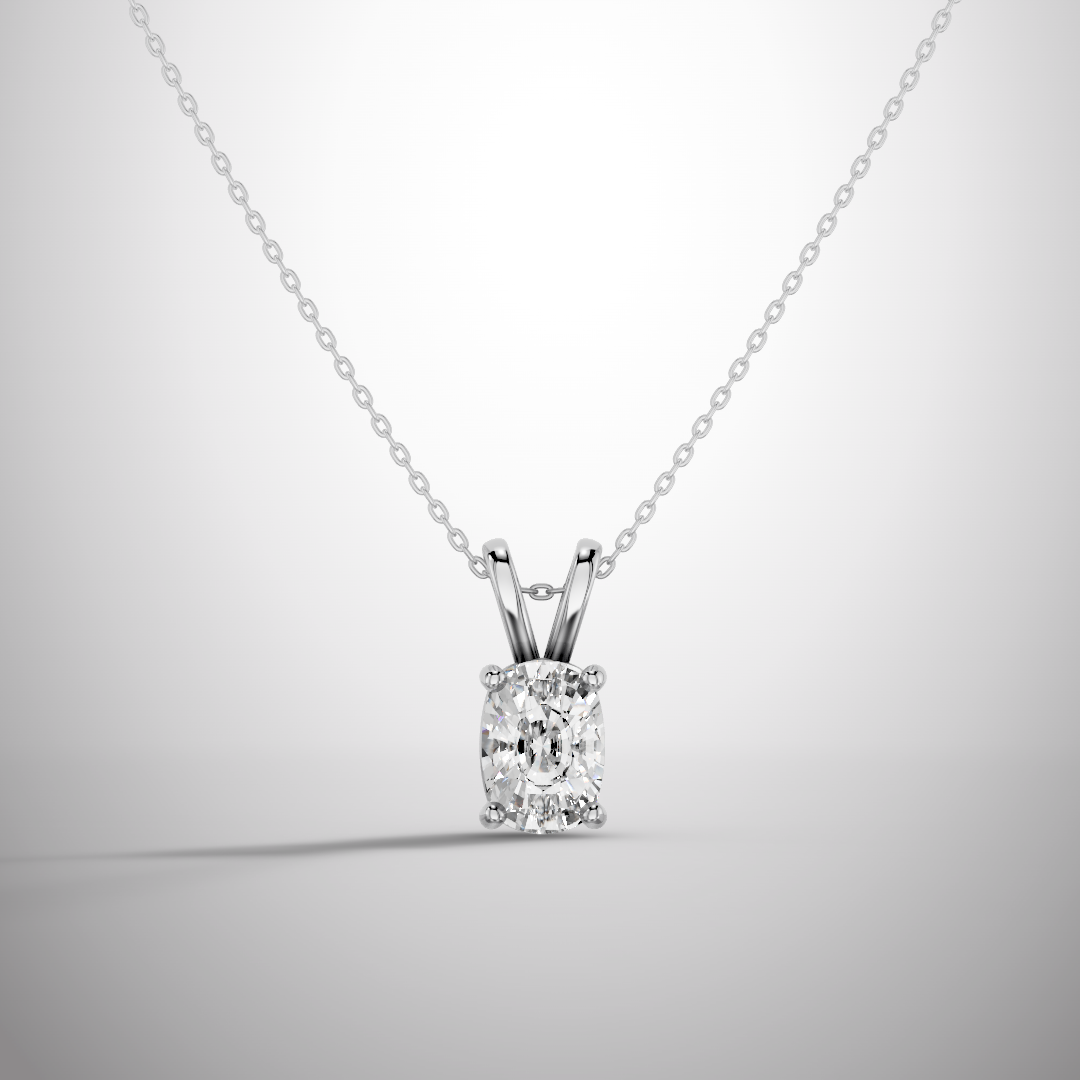1 Carat Elongated cushion Cut Moissanite Pendant Necklace in 925 Sterling Silver | Luxury Solitaire Necklace for Women | Pavia Jewels