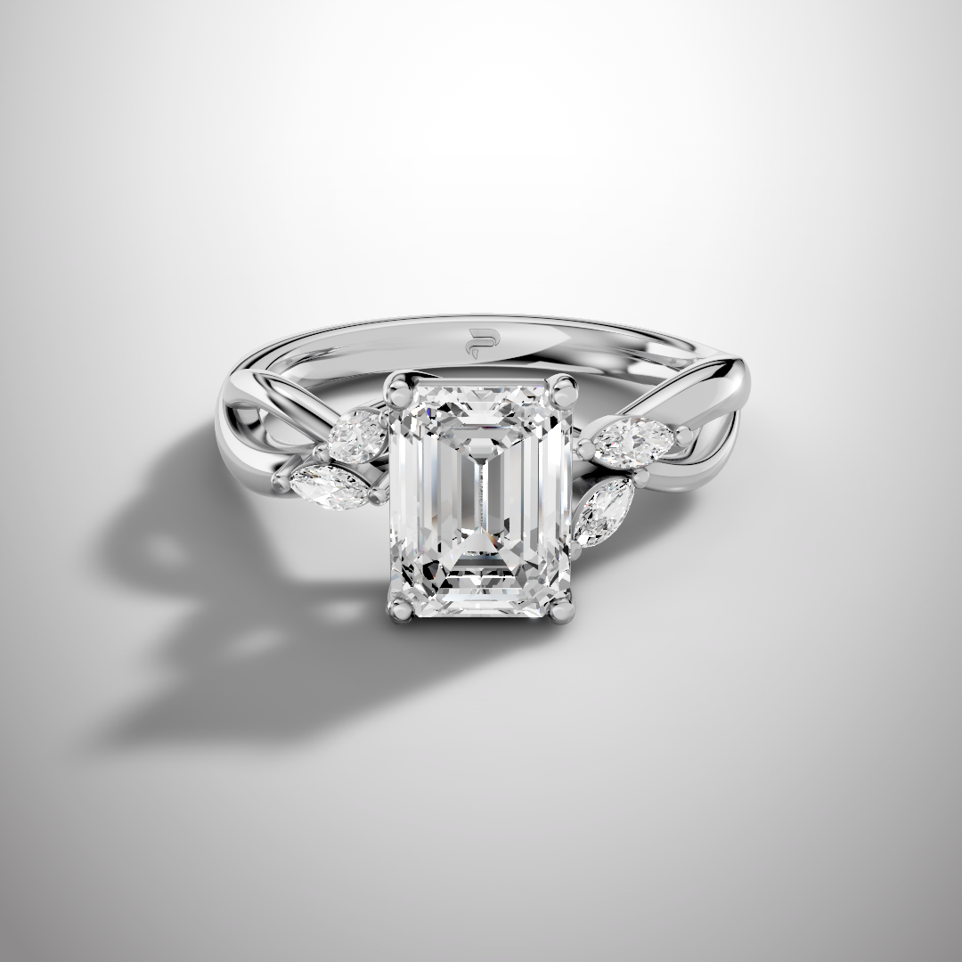 1.5 Carat Emerald Cut Moissanite Infinity Engagement Ring in 925 Sterling Silver