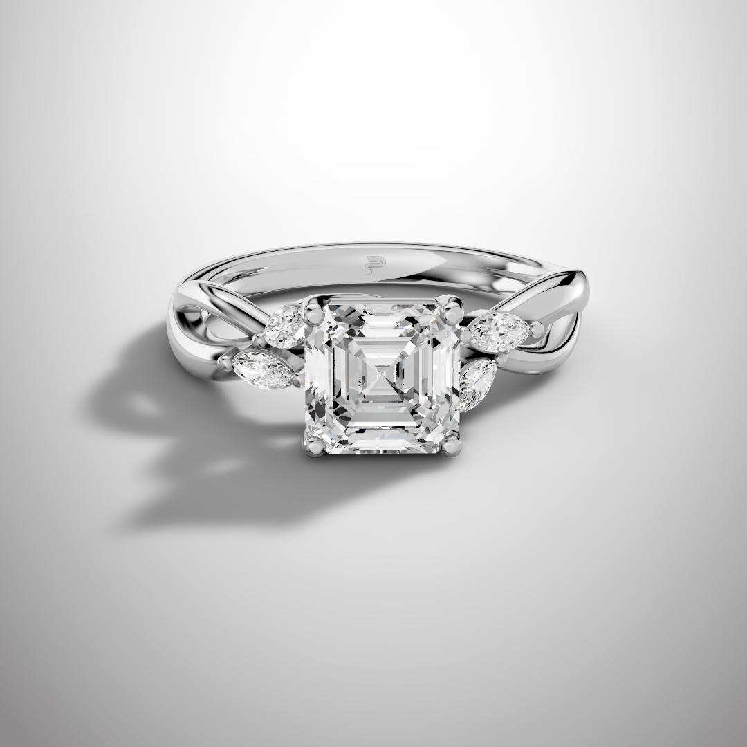 1.5 Carat Asscher Cut Moissanite Infinity Engagement Ring in 925 Sterling Silver