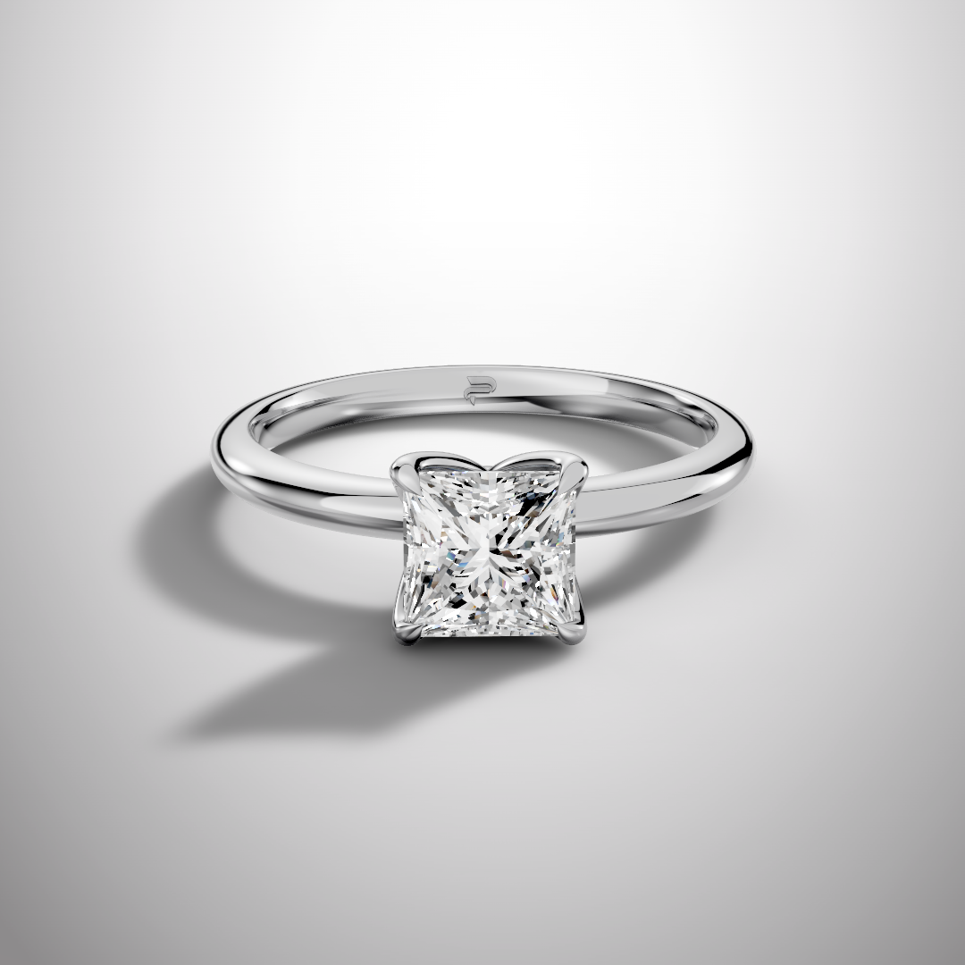 925 Silver Princess Cut Moissanite Ring | 1 Ct Square Diamond-Look Solitaire Engagement Ring for Women