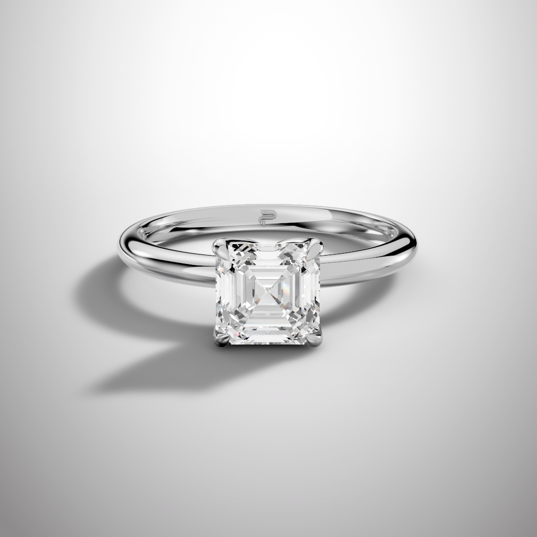 925 Silver Asscher Cut Moissanite Ring | 1 Ct Square Diamond-Look Solitaire Engagement Ring for Women