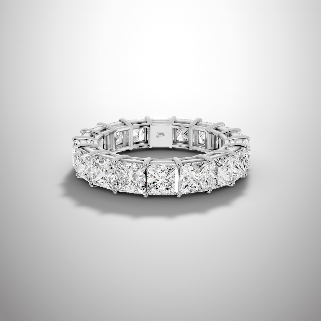925 Silver Princess Cut Moissanite Eternity Ring – Diamond Look Full Band Luxury Wedding Ring