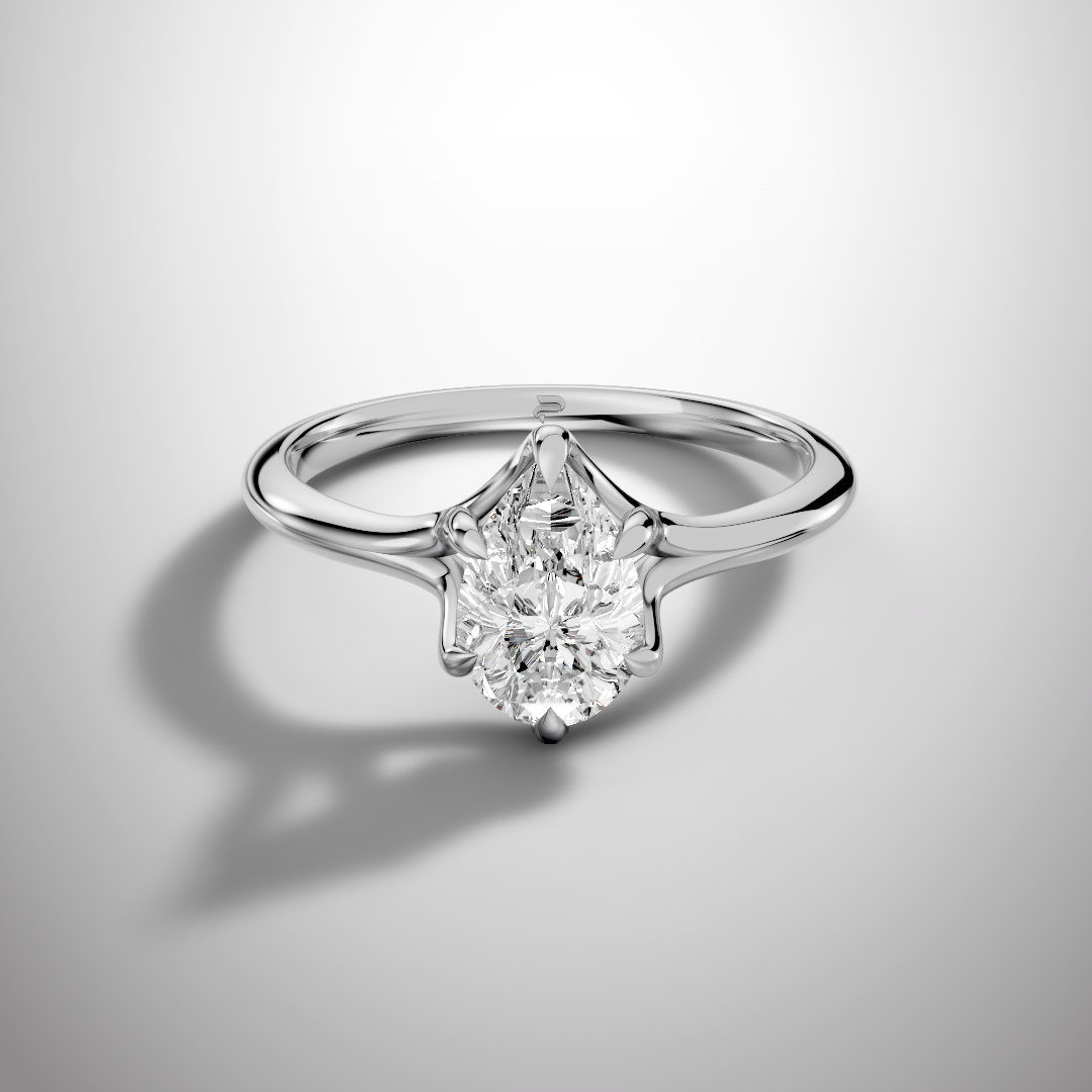 925 Silver Pear Shape Moissanite Solitaire Ring | 1 Ct Teardrop Diamond Look Ring