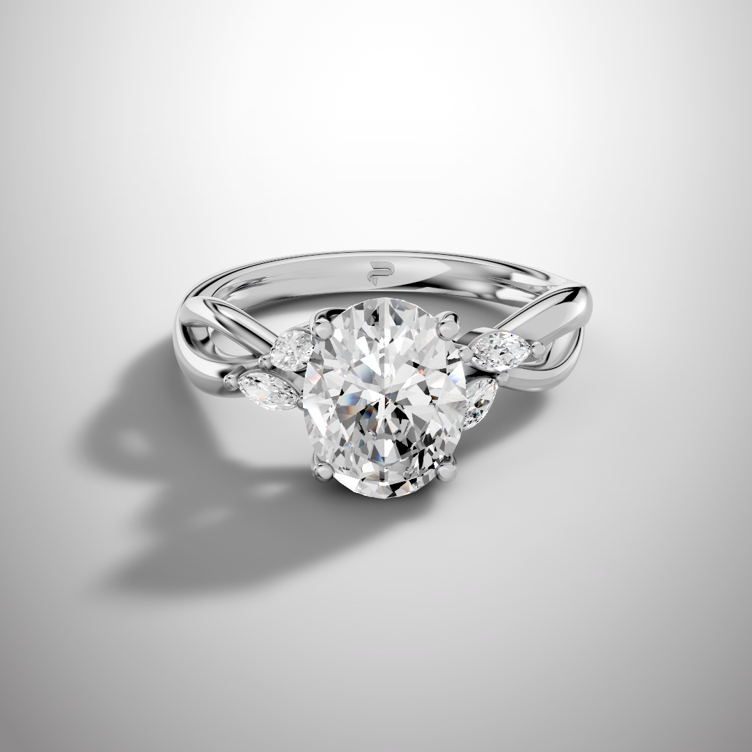 1.5 Carat Oval Cut Moissanite Infinity Engagement Ring in 925 Sterling Silver